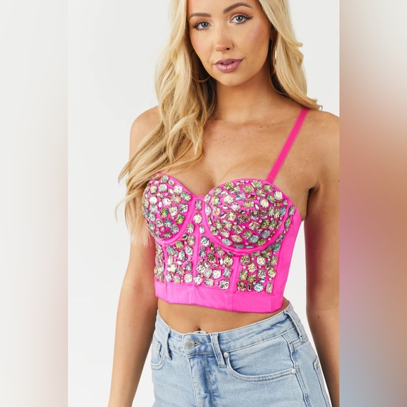 🫶🏼Bejeweled Bustier Cropped Top - Picture 2 of 7